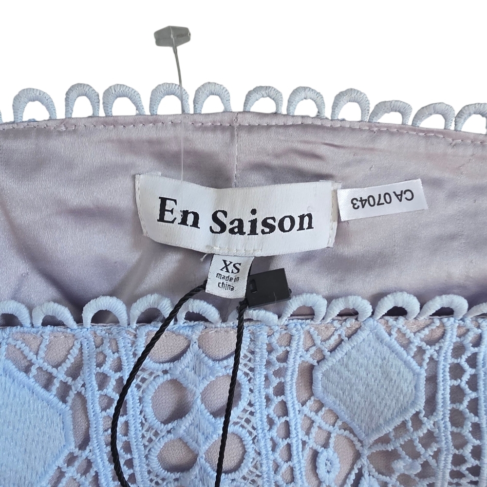 En Saison Blue Crochet Lace Crop Top XS - Picture 8 of 11